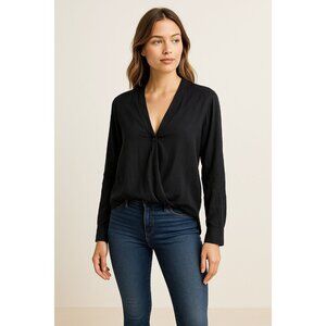 Quiet Luxury Cloth & Stone by Anthropology Faux Wrap Blouse |Elevated Basics | S